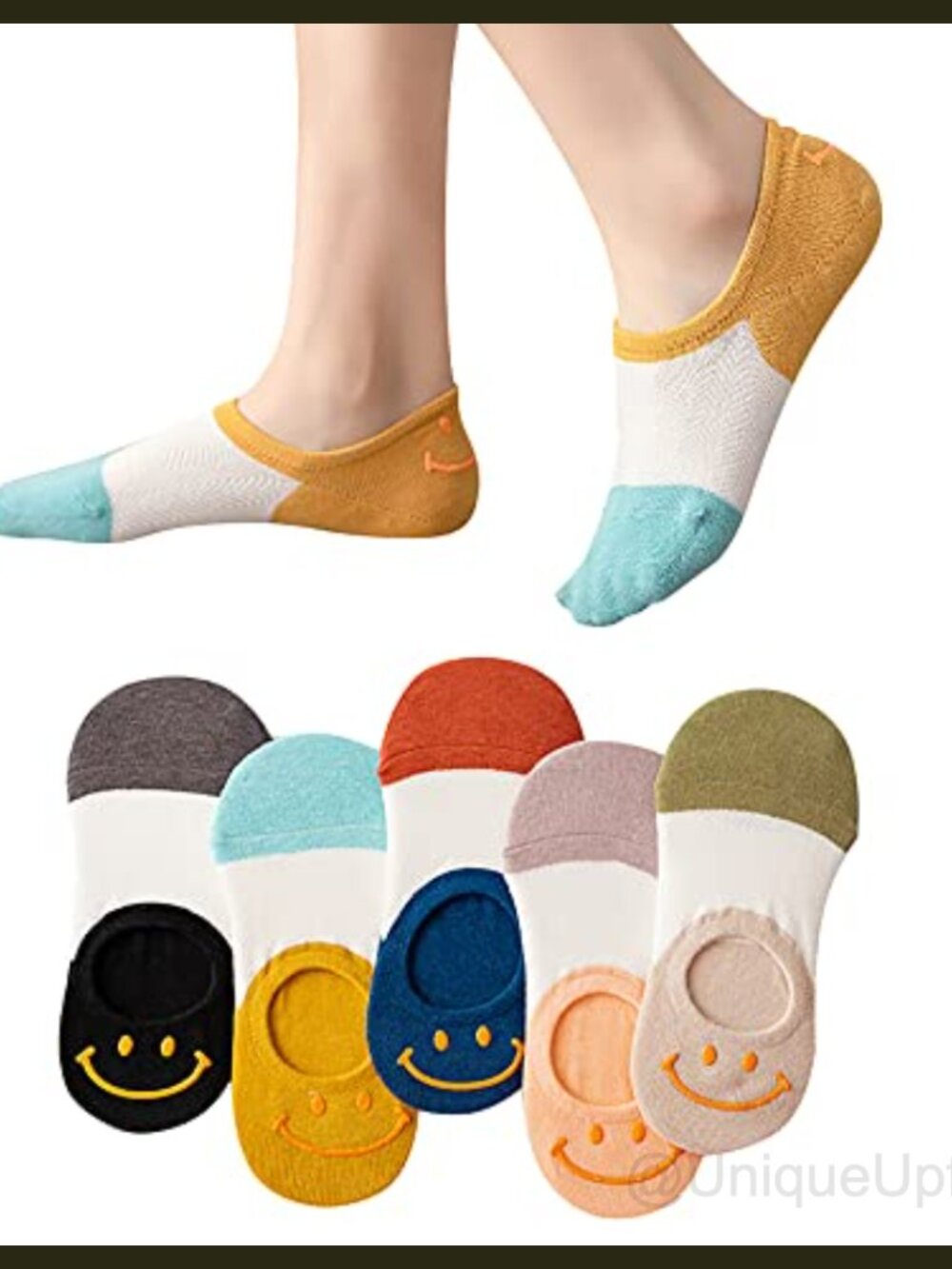Womens No Show Socks 5 Pairs Invisible Low Cut Non Slip Breathable Thin Socks